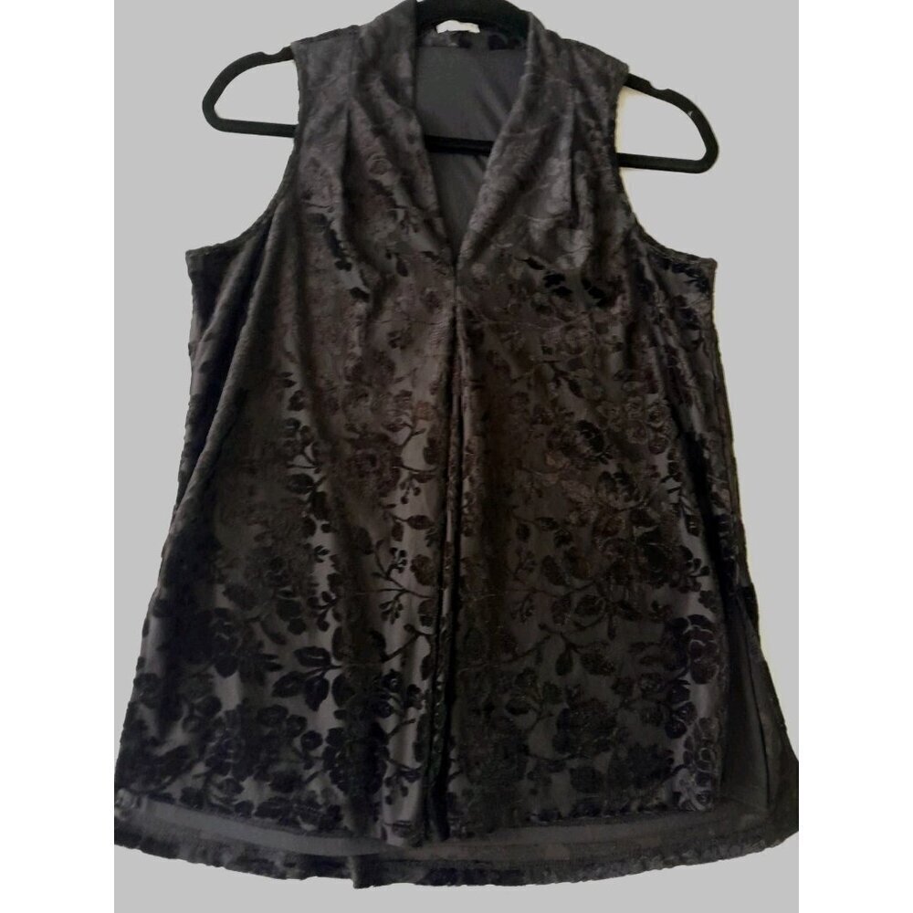 Spense Womens Velvet Burnout Evening Party Casual Work Sleeveless Top Small Blk